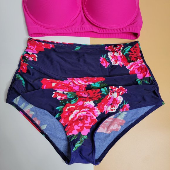 Women's Halter Bikinis High Waist Bikini Bottom Two Piece Bathing Suit NEW - Picture 5 of 15